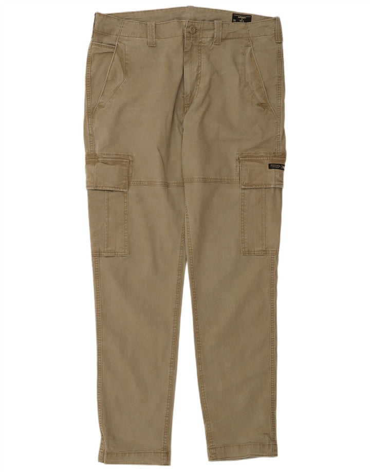 Superdry Pantalón cargo ajustado para hombre W34 L34 Algodón beige