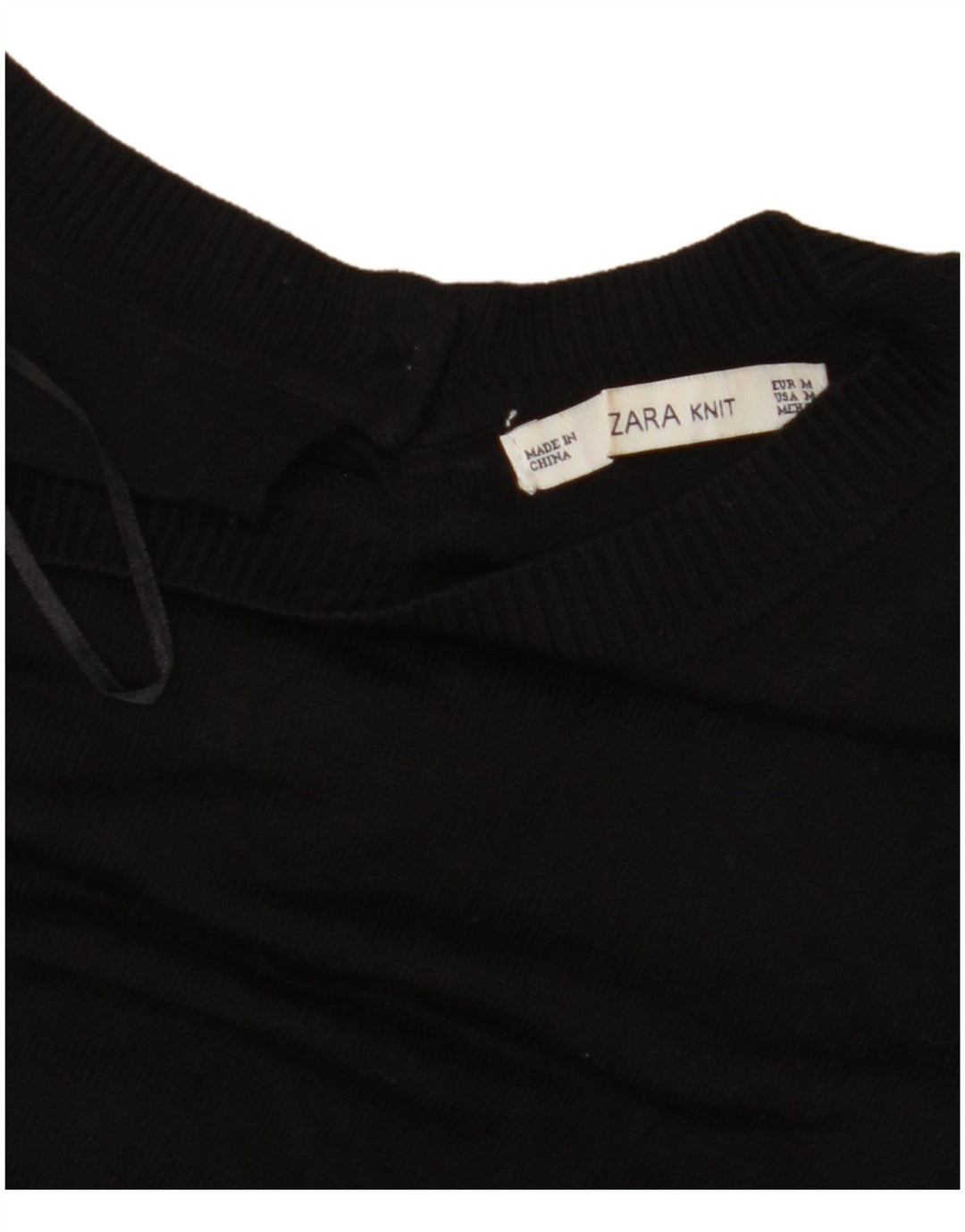 ZARA Jersey de manga corta con cuello barco para mujer, talla 40, talla M, color negro