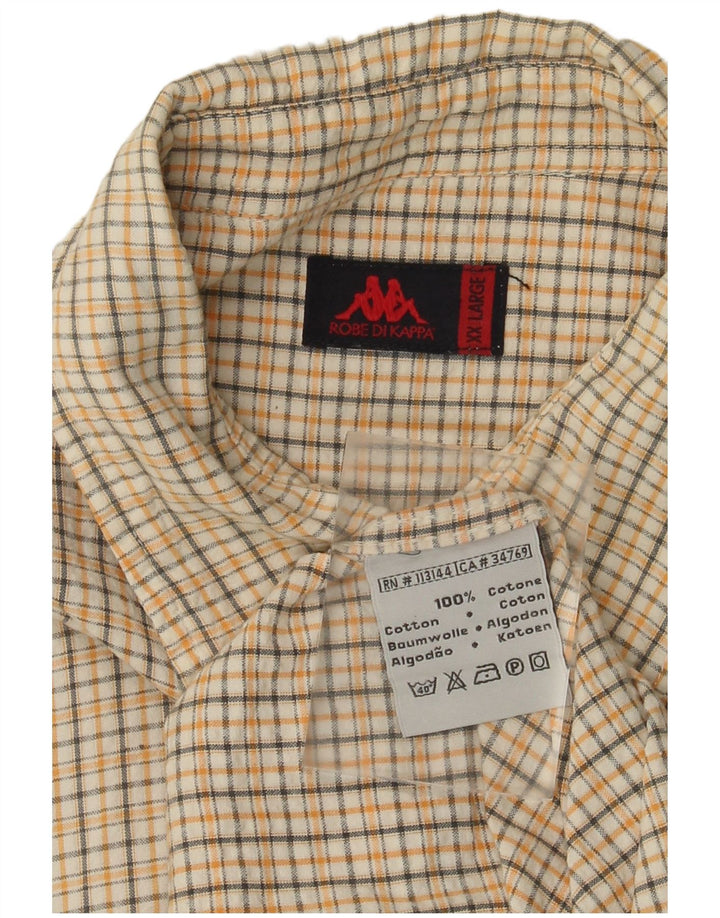KAPPA Camisa de manga corta para hombre 2XL Algodón a cuadros blanco