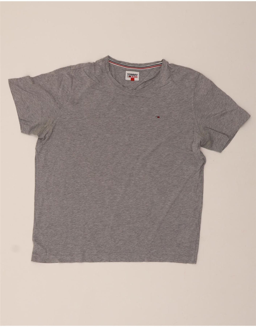 TOMMY HILFIGER Mens T-Shirt Top Large Grey Cotton Vintage Tommy Hilfiger and Second-Hand Tommy Hilfiger from Messina Hembry 