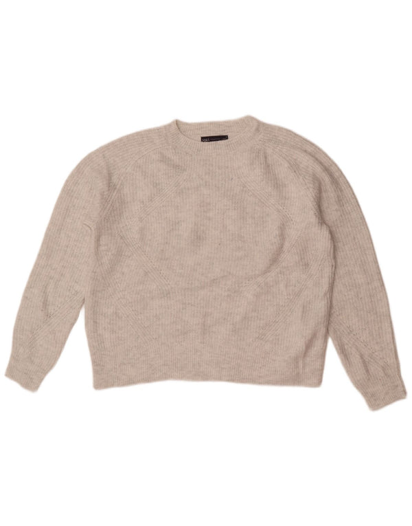 Marks & Spencer Suéter de cuello redondo para mujer UK 44 Acrílico gris medio