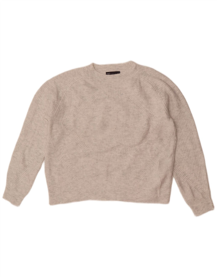 Marks & Spencer Suéter de cuello redondo para mujer UK 44 Acrílico gris medio