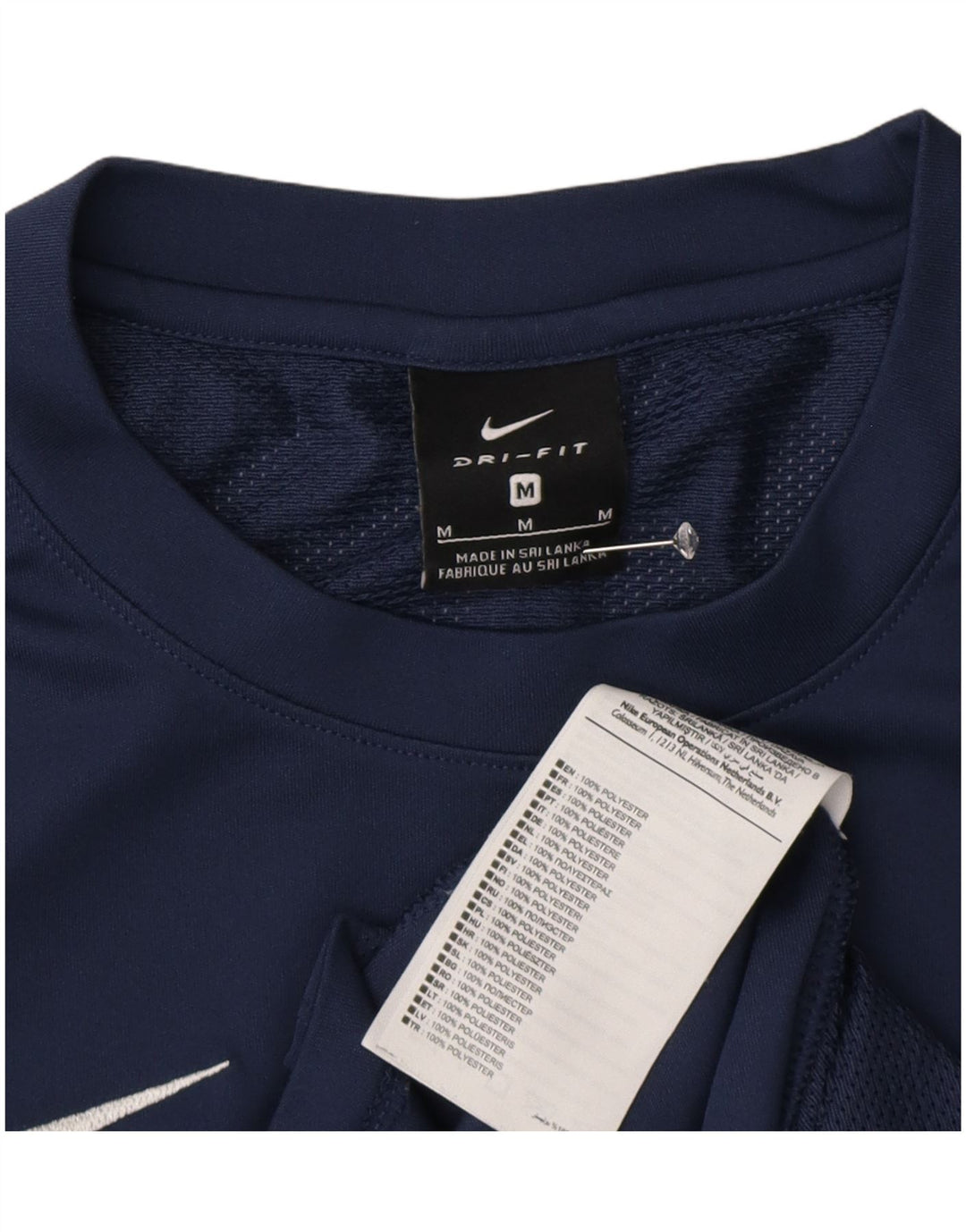 Camiseta Nike Dri Fit para hombre Top medio azul marino color block Poliéster