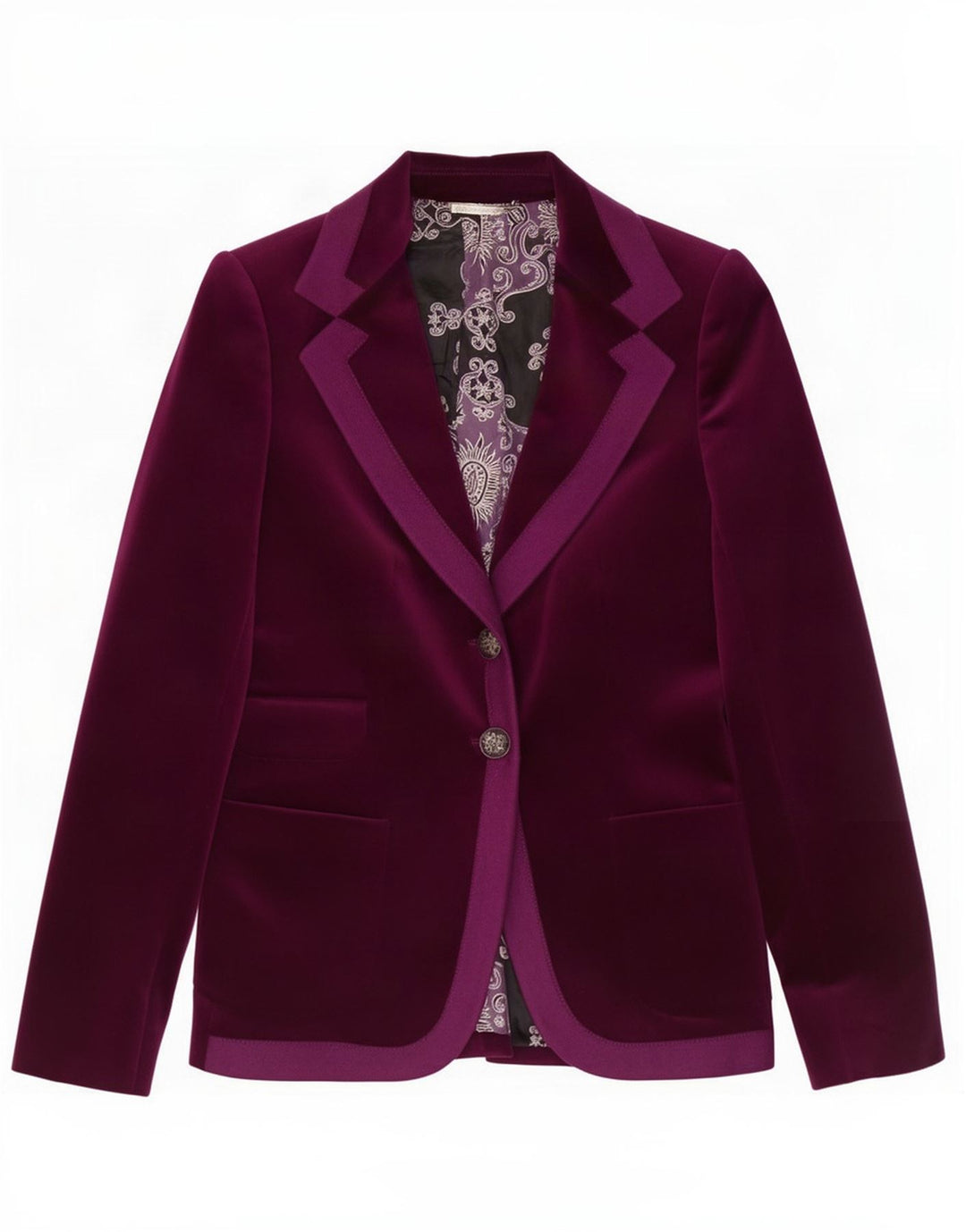 Massimo Dutti Chaqueta Blazer Mujer Terciopelo 2 Botones EU 36 XS Granate Algodón