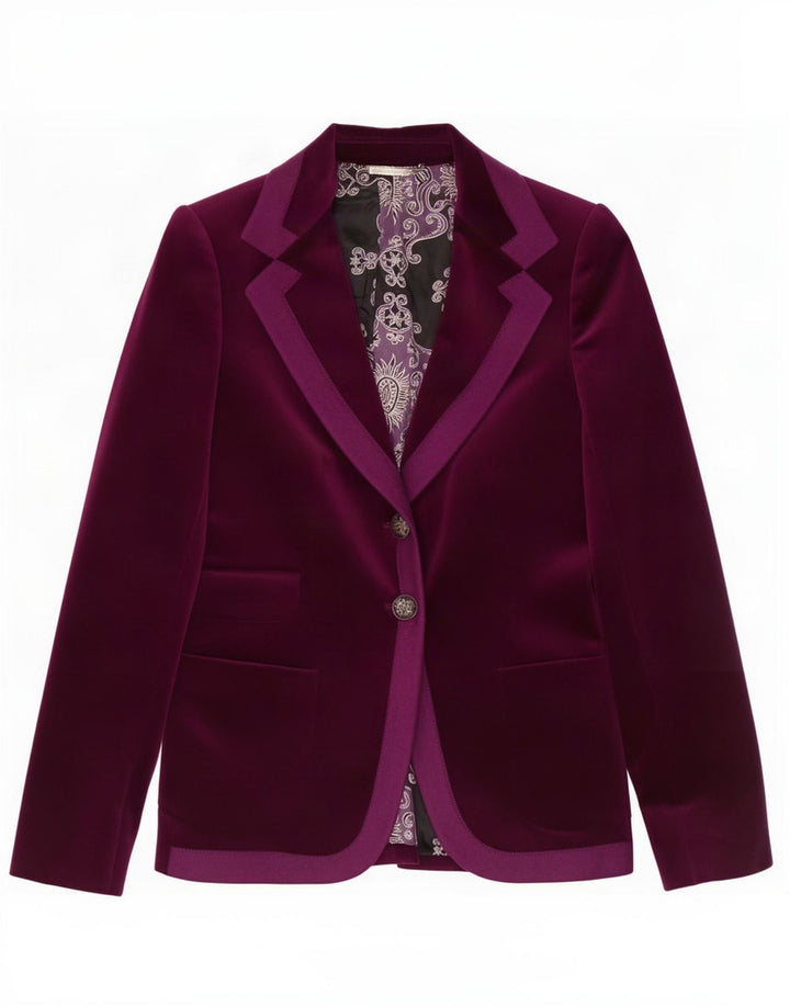 Massimo Dutti Chaqueta Blazer Mujer Terciopelo 2 Botones EU 36 XS Granate Algodón