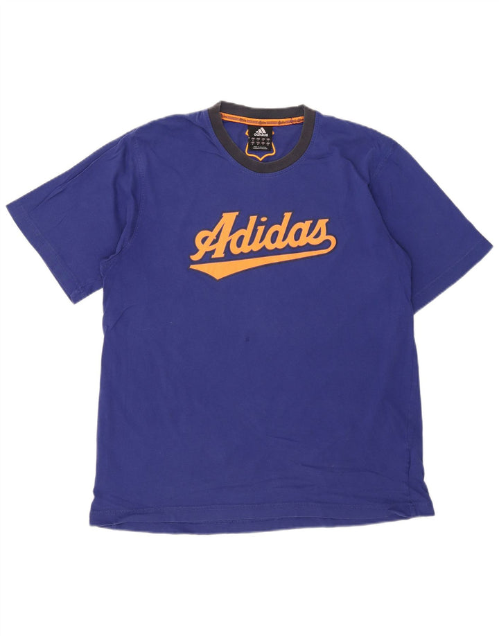 Adidas Hombre Camiseta Gráfica Top Algodón Azul Medio