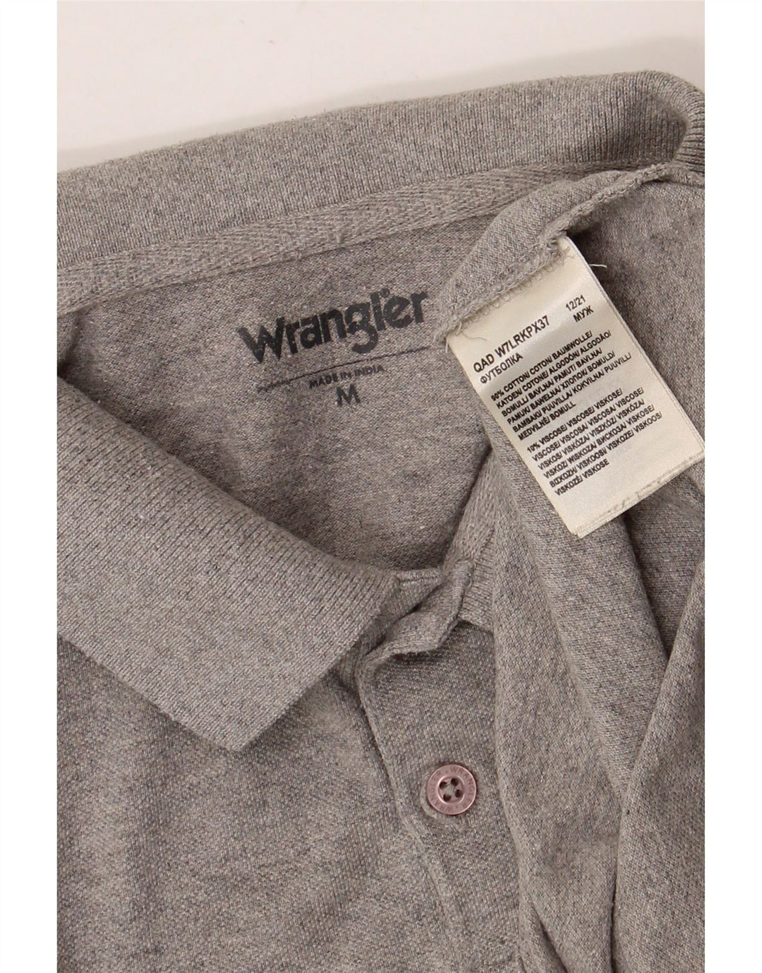 WRANGLER Polo para hombre de algodón moteado gris medio