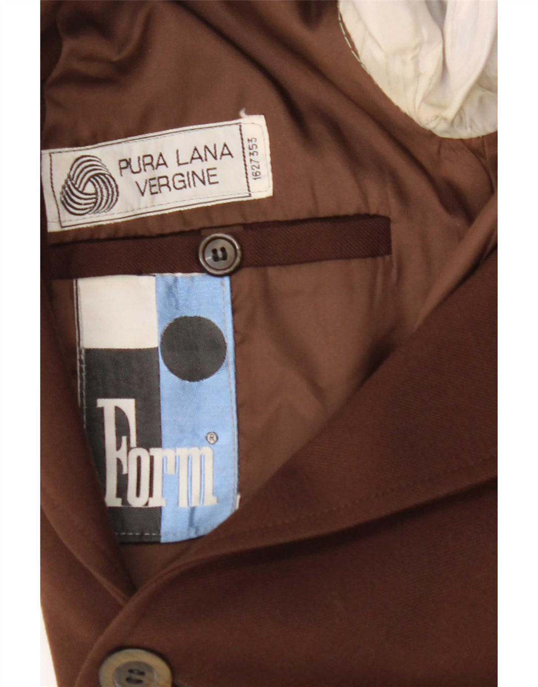 Vintage hombres 2 botones Blazer chaqueta Reino Unido 36 pequeña lana virgen marrón