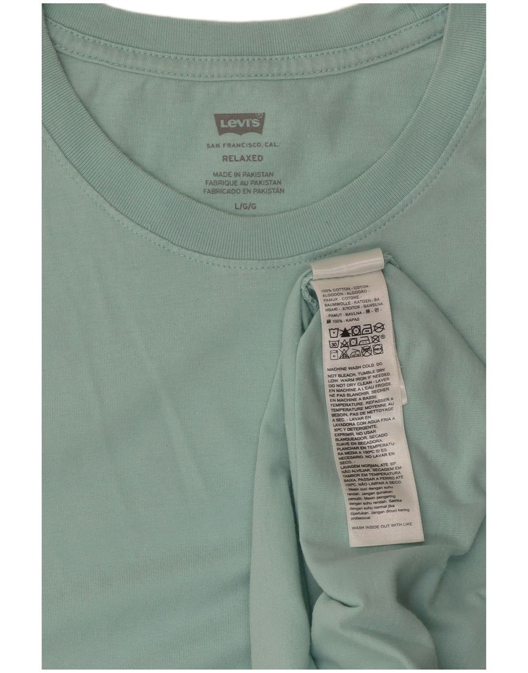 LEVI'S Hombre Camiseta Relajada Top Grande Turquesa Algodón