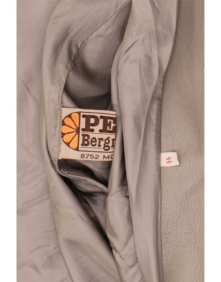 Abrigo de cuero vintage de gran tamaño para mujer IT 44 Gris medio