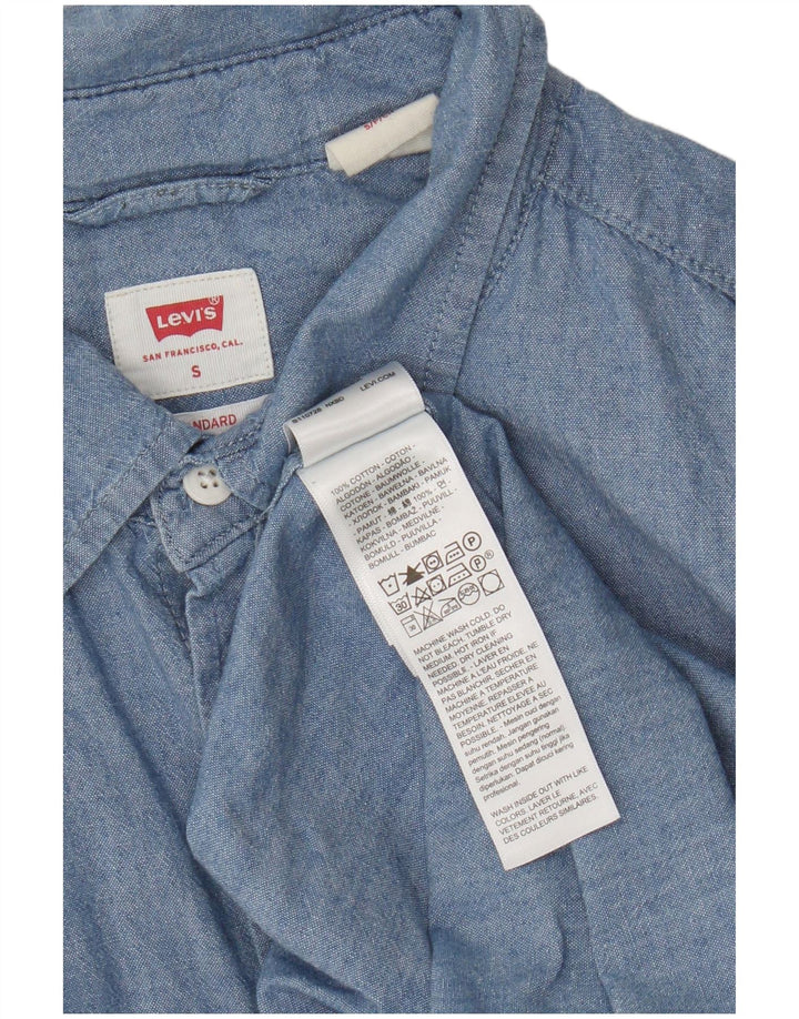 Levi's Camisa estándar de manga corta para hombre de algodón azul pequeño