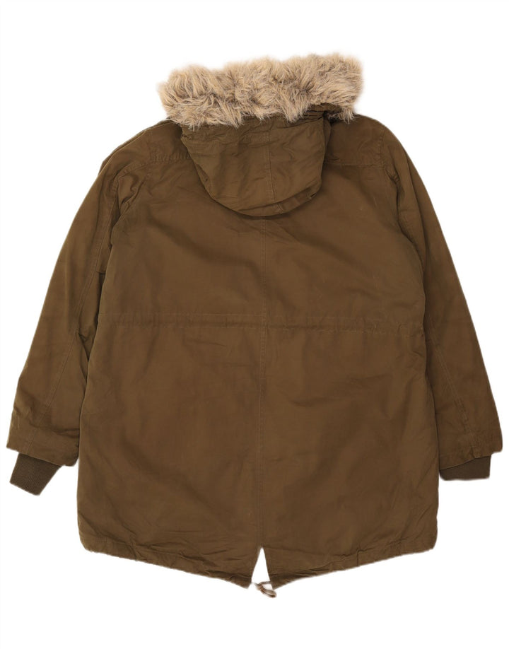 FAT FACE Parka con capucha para mujer UK 46 Large Caqui Poliéster