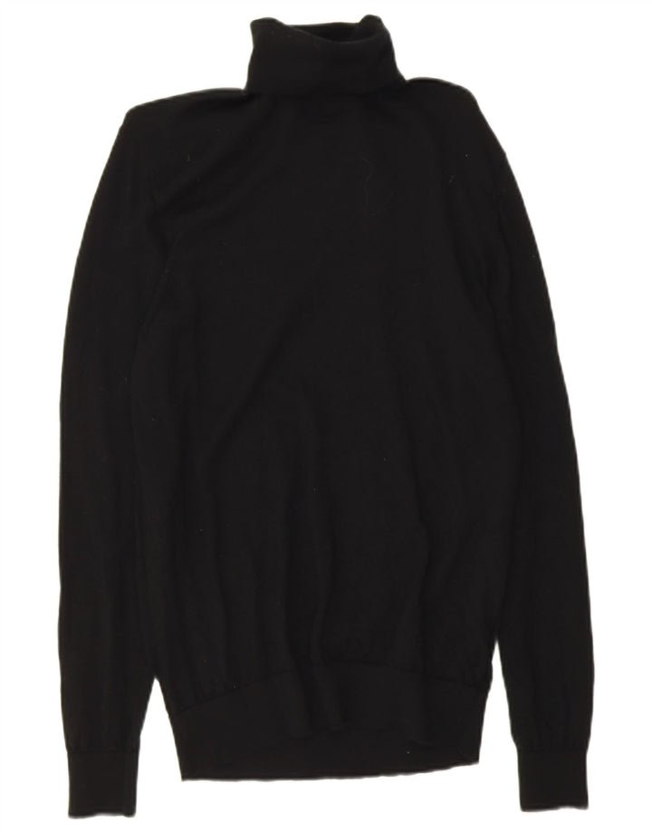 Marks & Spencer Jersey con cuello vuelto y autógrafo para hombre, talla mediana, negro