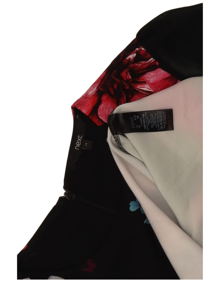 Next Vestido recto de manga larga para mujer UK 44 Poliéster floral negro grande