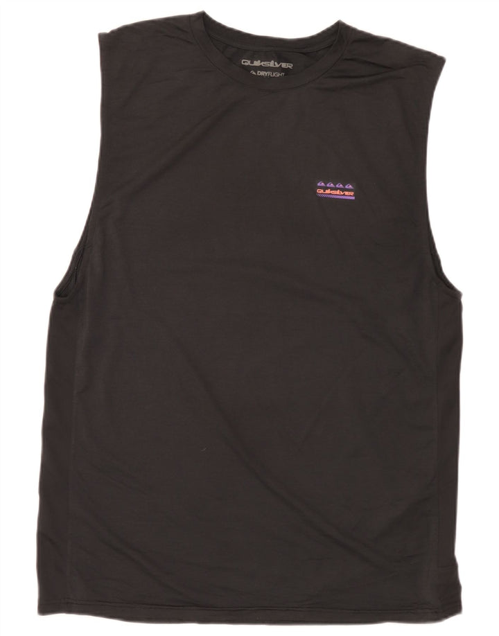 Quiksilver Camiseta sin mangas con gráfico de ajuste regular para hombre Poliéster negro mediano