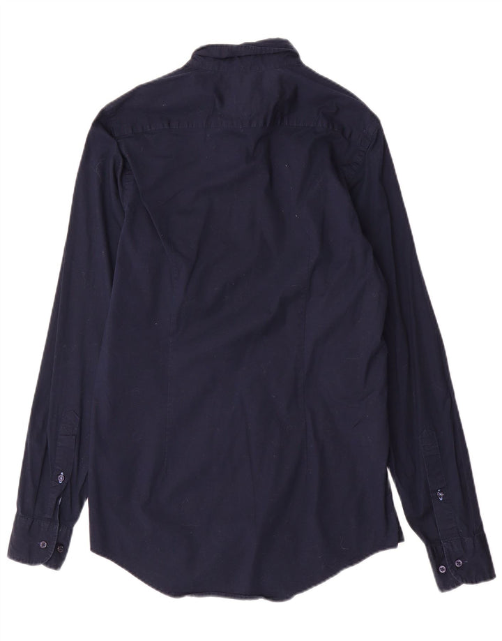 TOMMY HILFIGER Camisa slim fit para hombre Small Azul marino Algodón