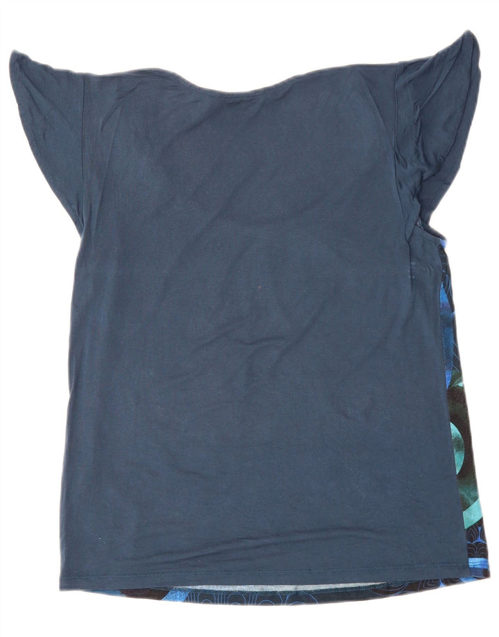 DESIGUAL Blusa para mujer Top UK 44 Medio Azul Marino Floral
