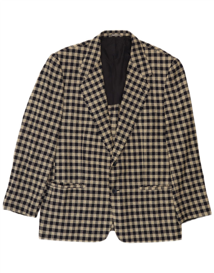 Byblos Chaqueta tipo blazer de 2 botones para hombre IT 50 Large Black Check Wool