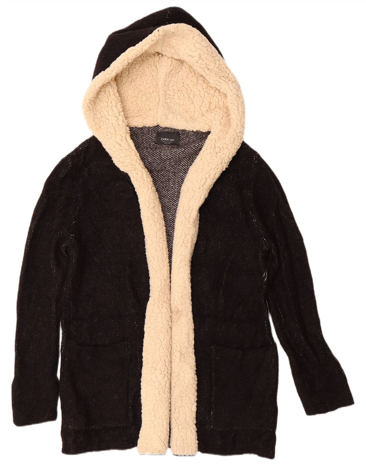 ZARA Womens Oversized Cardigan Sweater UK 10 Small Black Colourblock