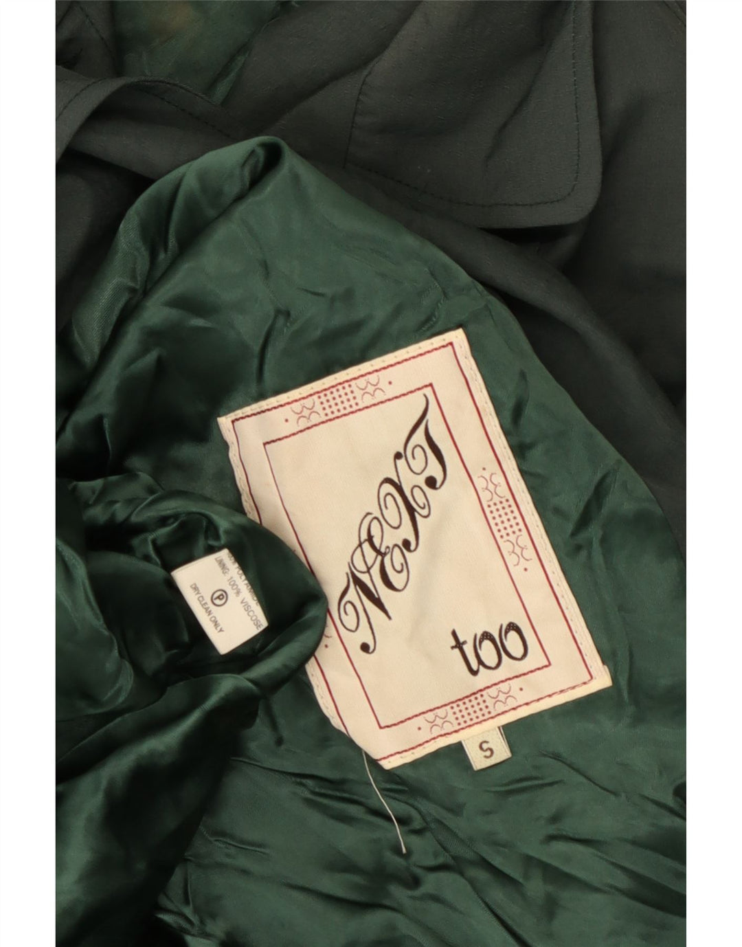 Vintage mujer oversize gabardina Reino Unido 10 pequeña poliamida verde