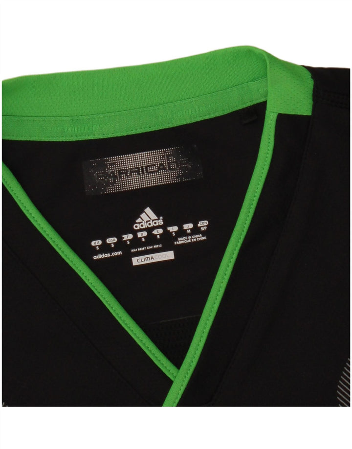 Adidas Mens Climacool Camiseta Top Pequeño Negro Colorblock