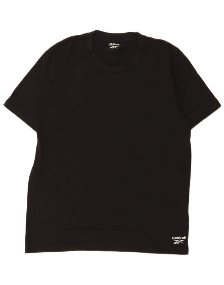 Reebok - Camiseta para hombre, talla grande, algodón negro