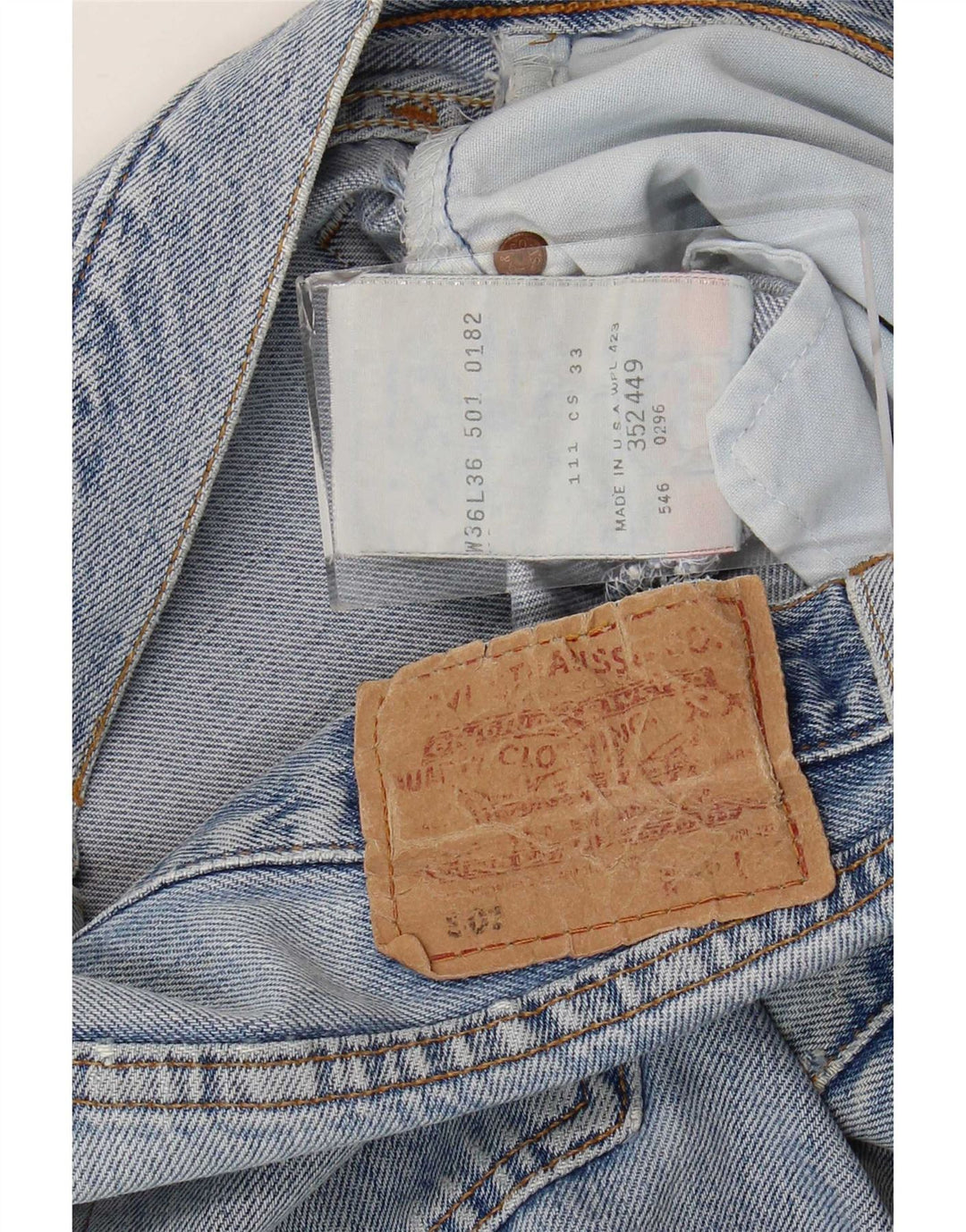 Levi's Jeans rectos desgastados 501 para hombre W36 L28 Algodón azul
