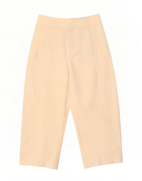 Zara Mujer Pantalones Cortos De Talle Alto Sueltos Pequeño W26 L24 Beige