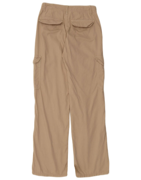 Zara Mujer Pantalones Cargo De Pierna Ancha EU 36 XS W26 L30 Algodón Beige