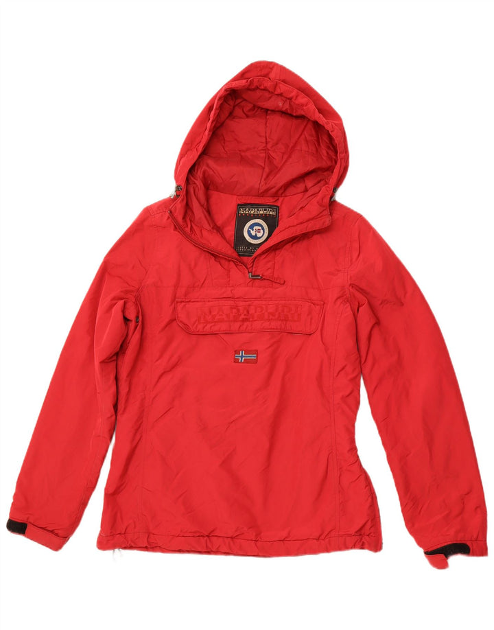 NAPAPIJRI Chaqueta anorak con capucha y gráfico para mujer UK 44 Poliéster rojo mediano
