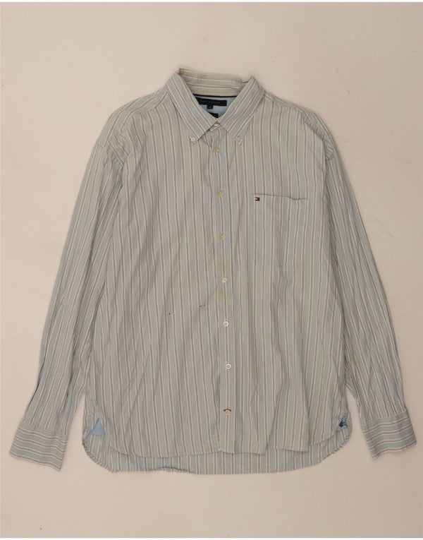 Camisa Tommy Hilfiger Hombre XL Algodón Rayas Azul