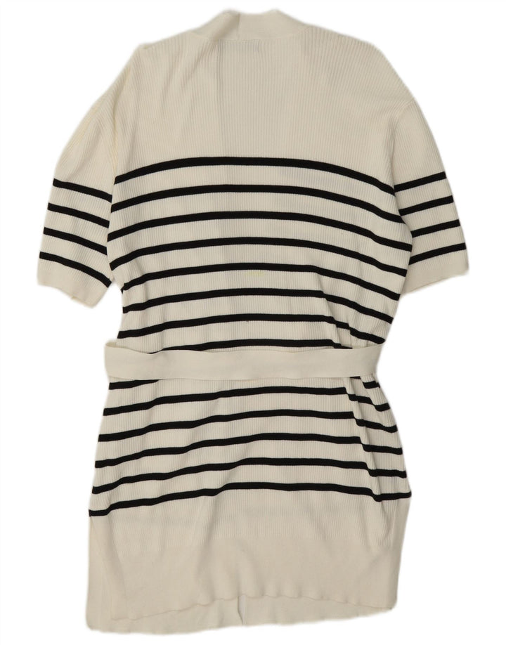 Marks & Spencer Suéter tipo cárdigan largo para mujer UK 44 Mediano Rayas blancas