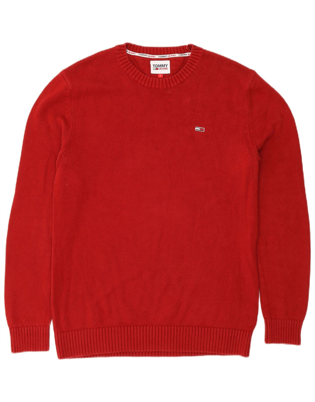 Tommy Hilfiger Jersey de cuello redondo para hombre pequeño de algodón rojo