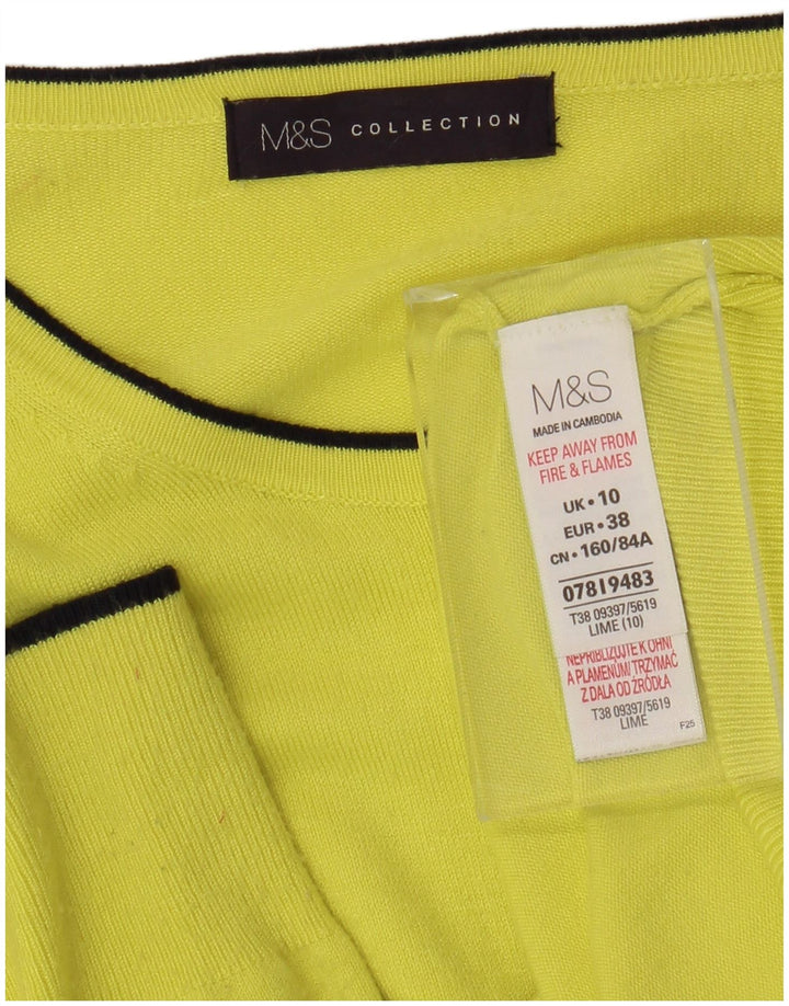 Marks & Spencer Suéter tipo cárdigan para mujer UK 10 Small Viscosa amarilla