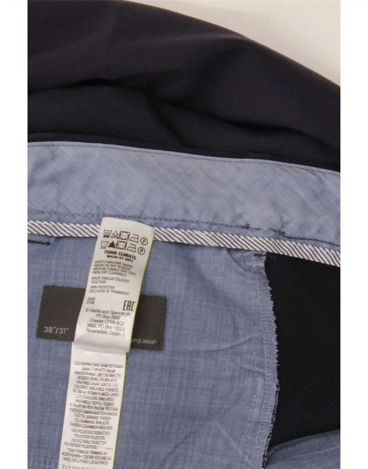 Marks & Spencer Pantalón de traje regular recto para hombre W38 L31 Azul marino