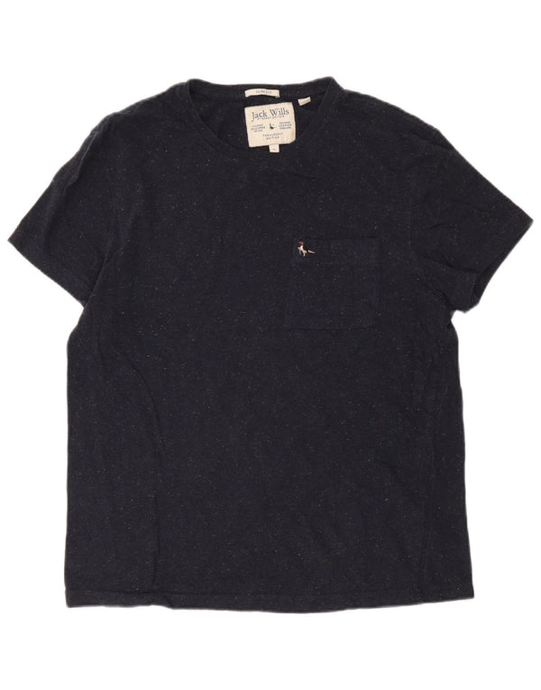 Camiseta Jack Wills Hombre Slim Fit Top XL Algodón moteado azul marino