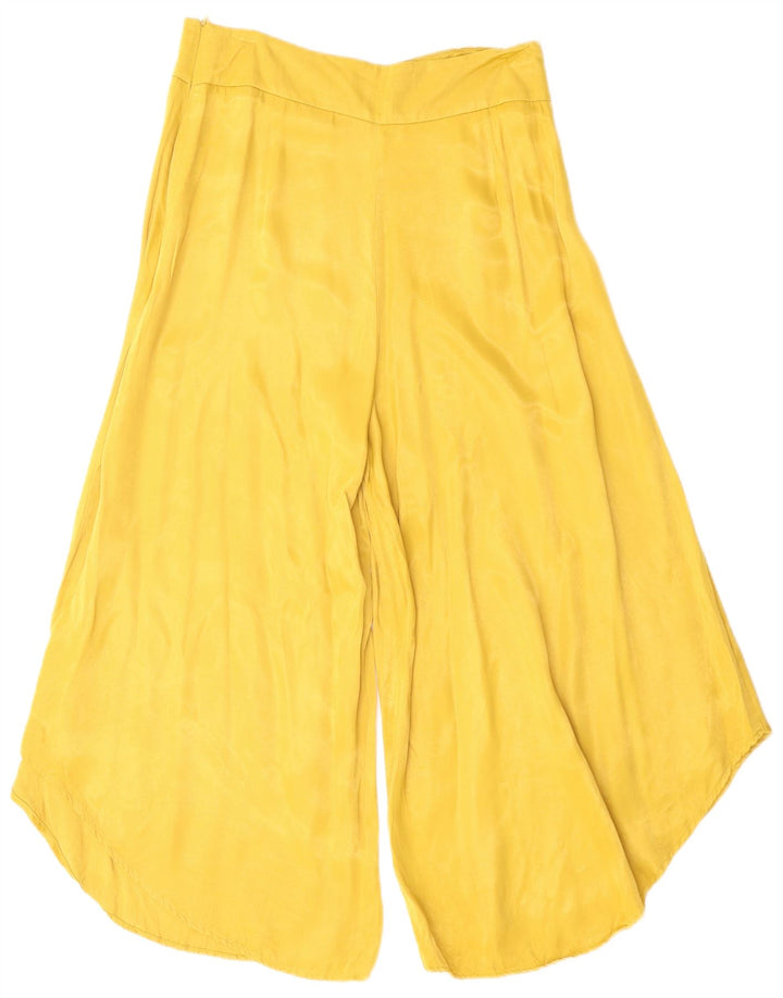 Zara Mujer Pantalones Capri Cullotes De Cintura Alta Mediano W28 L21 Amarillo