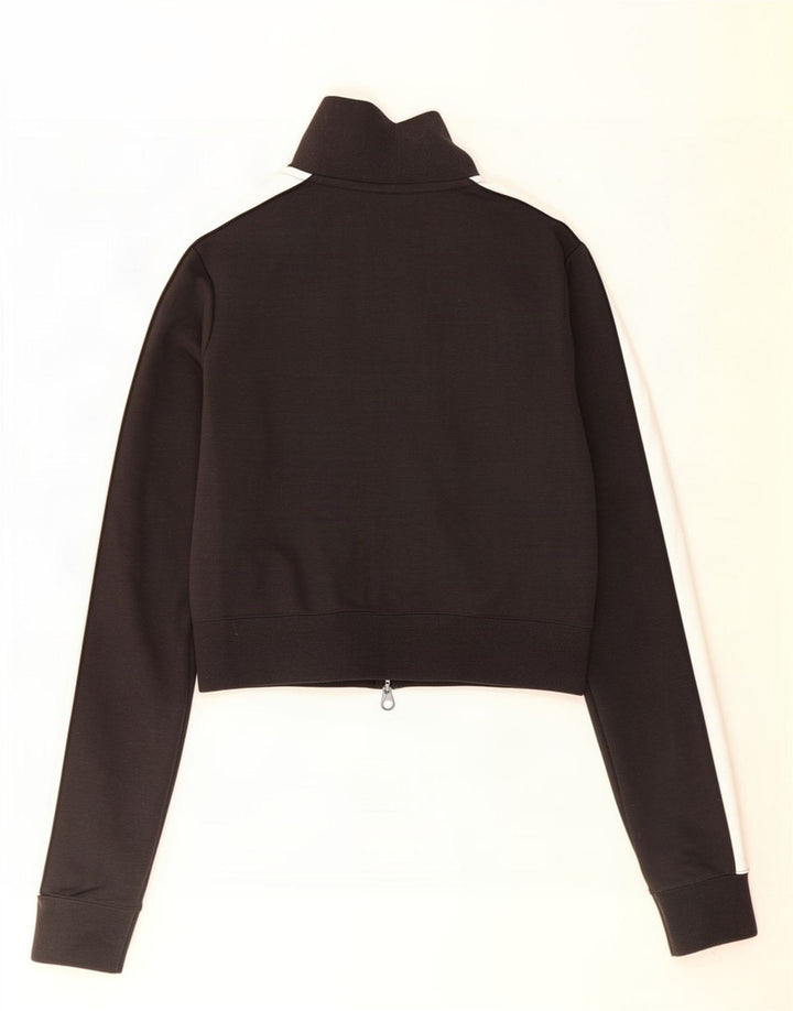 Puma Mujer Crop Chándal Top Chaqueta UK 12 Medium Negro Colorblock