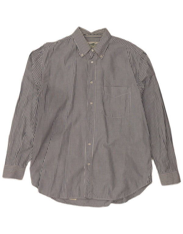 HENRY COTTONS Camisa para hombre Talla 43 XL Algodón azul marino a rayas