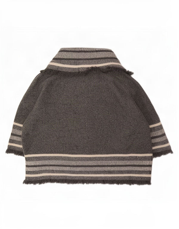 Zara Cárdigan extragrande de manga 3/4 para mujer, talla 44, color gris medio a rayas