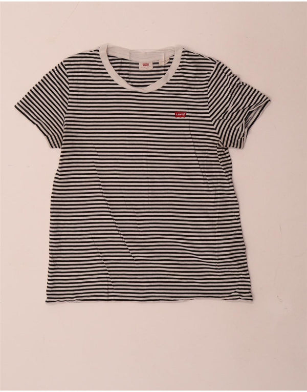 Levi's Camiseta para mujer Top UK 10 Small Black Stripe Cotton