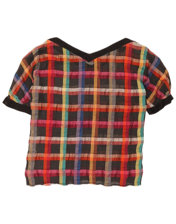I BLUES Blusa de Mujer Top IT 40 Small Multicolor Cuadros Lino