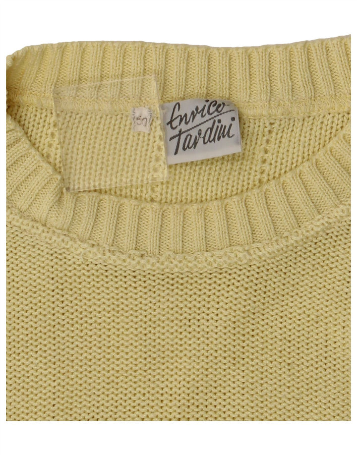 VINTAGE Mens Crew Neck Jumper Sweater IT 50 Medium Yellow Cotton Vintage Vintage and Second-Hand Vintage from Messina Hembry 