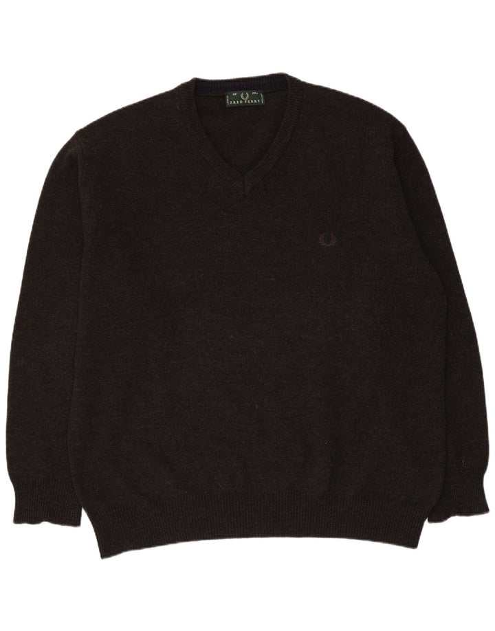 Fred Perry Jersey Con Cuello En V Para Hombre De Lana Gris Grande