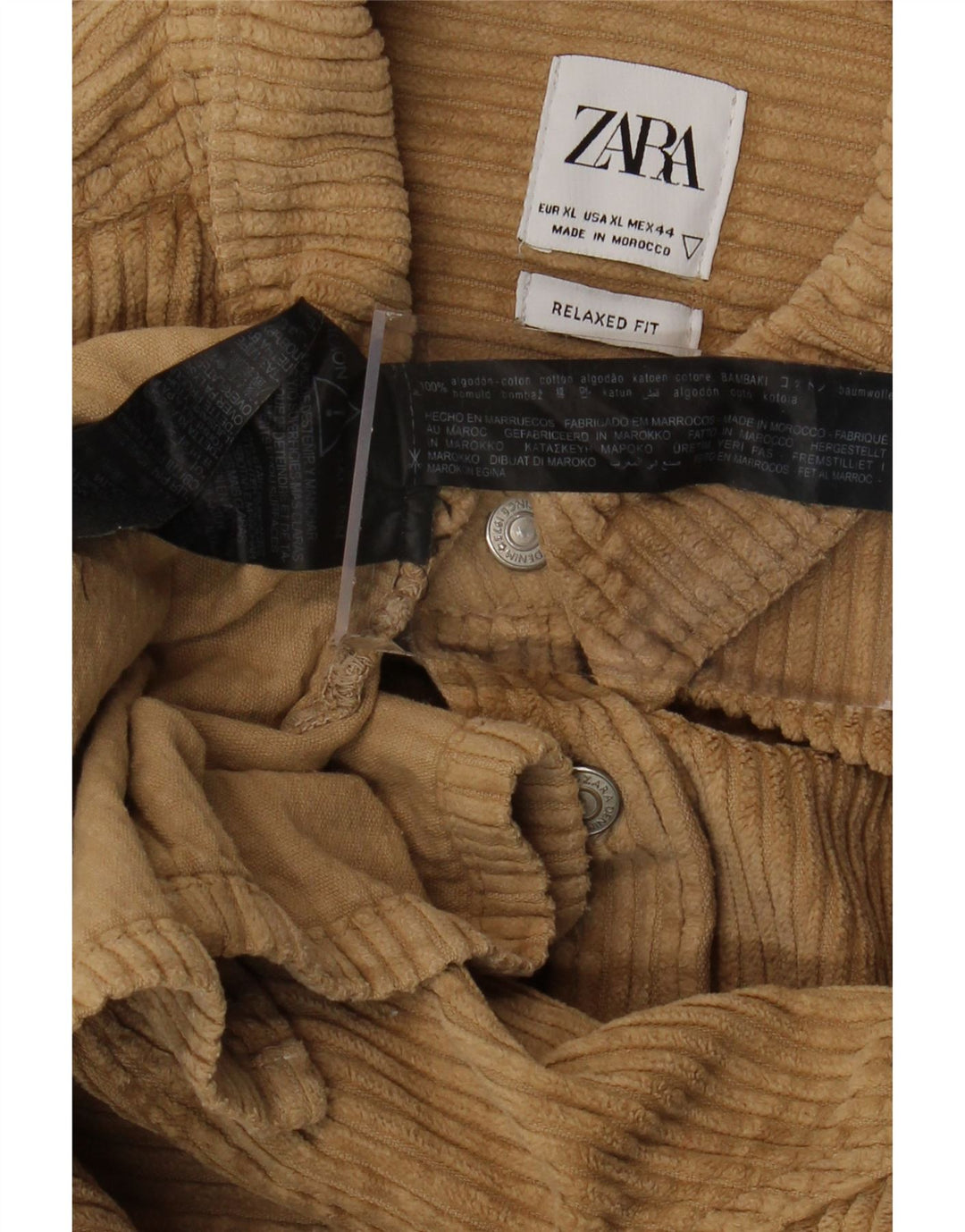 Zara Hombre Camisa De Pana Relaxed Fit XL Algodón Beige
