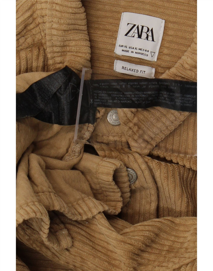 Zara Hombre Camisa De Pana Relaxed Fit XL Algodón Beige