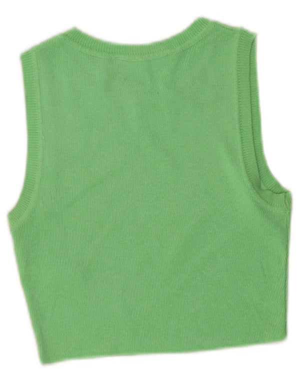 Zara Mujer Crop Vest Top UK 8 Small Viscosa Verde