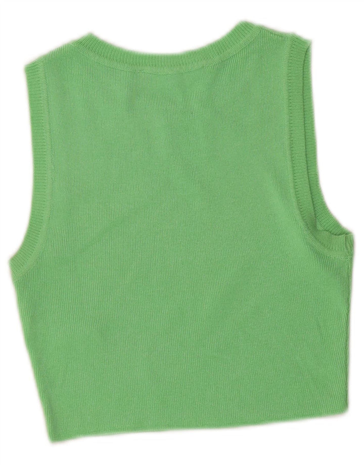 Zara Mujer Crop Vest Top UK 8 Small Viscosa Verde