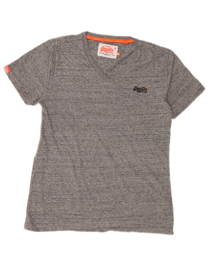 SUPERDRY Hombre Camiseta Top Algodón Moteado Gris Medio