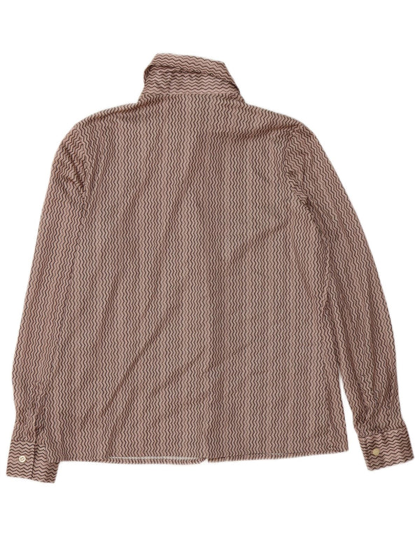 Vintage mujer camisa blusa Reino Unido 16 grande marrón Chevron